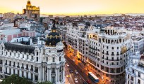 Panoramic view of Gran Via, Madrid, Spain.