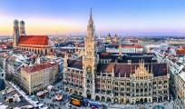 Panorama München Innenstadt im Abendlicht