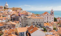 Panoramic of Alfama rooftops, Lisboa, Portugal