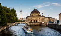 River Boat Approacing Museum Island, Berlin, Germany